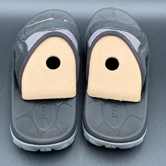 Merrell Slide Mens Sandals Huntington LTR Size 10 M Black Suede Mesh Slip-On - Picture 5 of 7